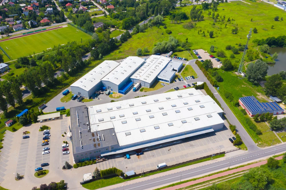 Aerial view of goods warehouse